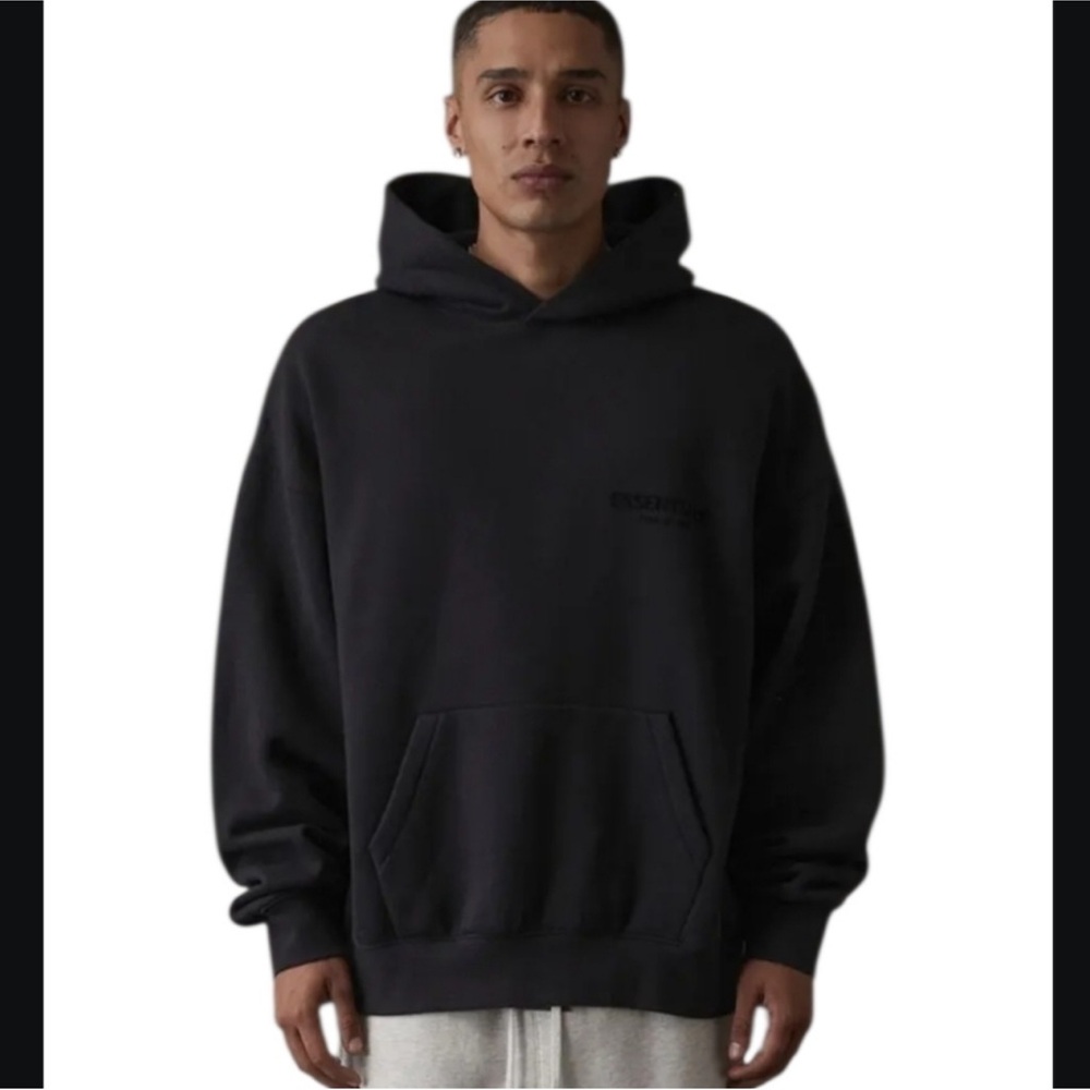 NEW Fear of God Essentials Stretch Limo Black Hoodie Size Medium Authentic✅